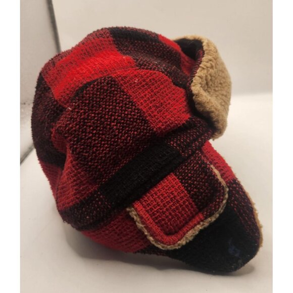 Toddler Boys Red/Black Plaid -Serpa Trapper Hat - Picture 3 of 6